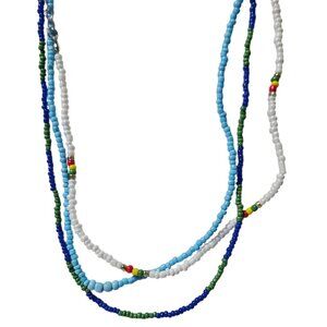 Boho Colorful Multi-Strand Beaded Necklaces Set of 3 Retro Fashion Jewelry Women
